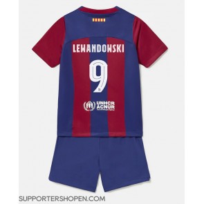 Barcelona Robert Lewandowski #9 Hemmatröja Barn 2023-24 Kortärmad (+ korta byxor)